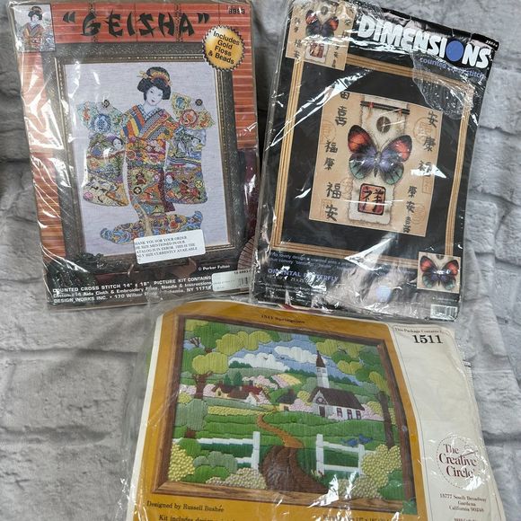Lot Of 9 VTG Needlepoint Craft Kits Quilting Dimensions Cross-Stitch Embroidery - Picture 5 of 5